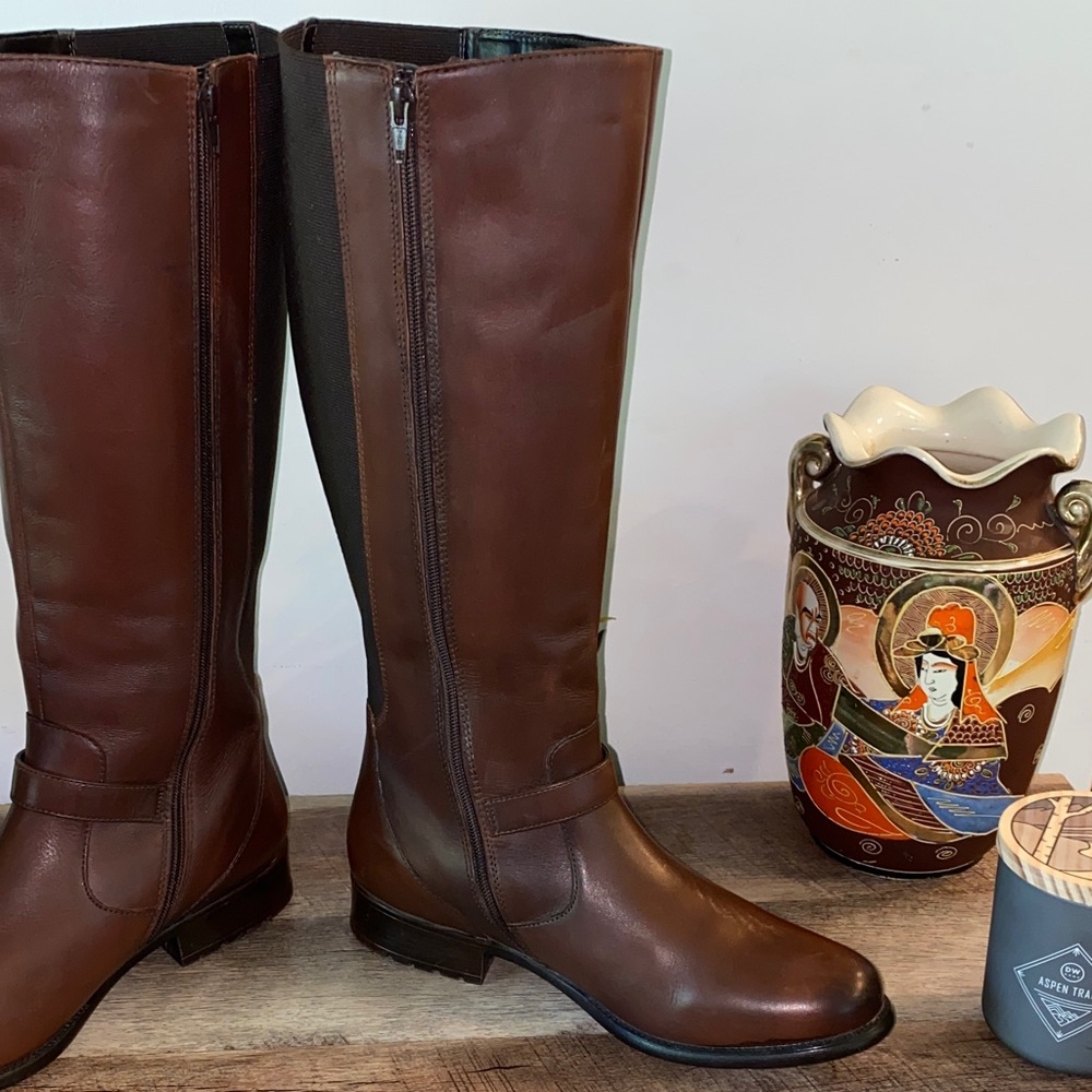 Clarks Plaza Pilot Tall Riding Boots Just Below the Knee Size 11 - Picture 8 of 16